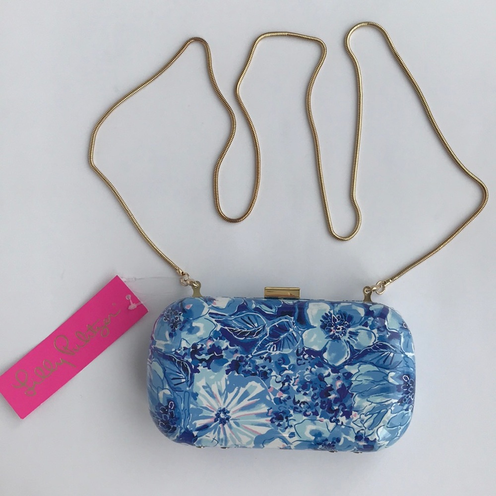 Lilly Pulitzer Coastal Blue Chain Bag / Clutch NEW